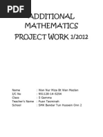 Download Additional Mathematics Project Work 12012 by Wan Nur Miza SN96308644 doc pdf
