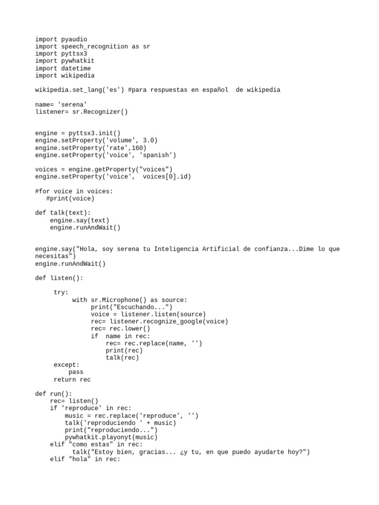 Asistente de voz en Python con IA | PDF