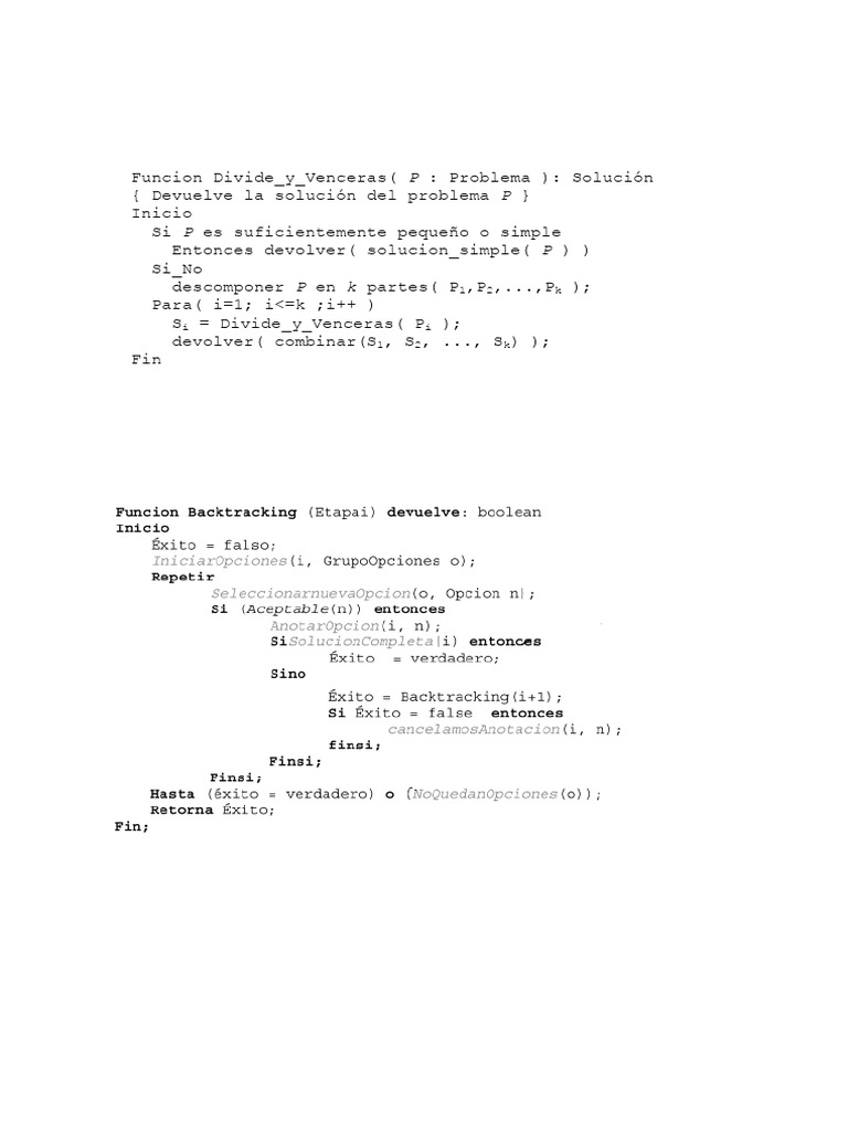 Algoritmo BackTracking y Divide-Venceras | PDF