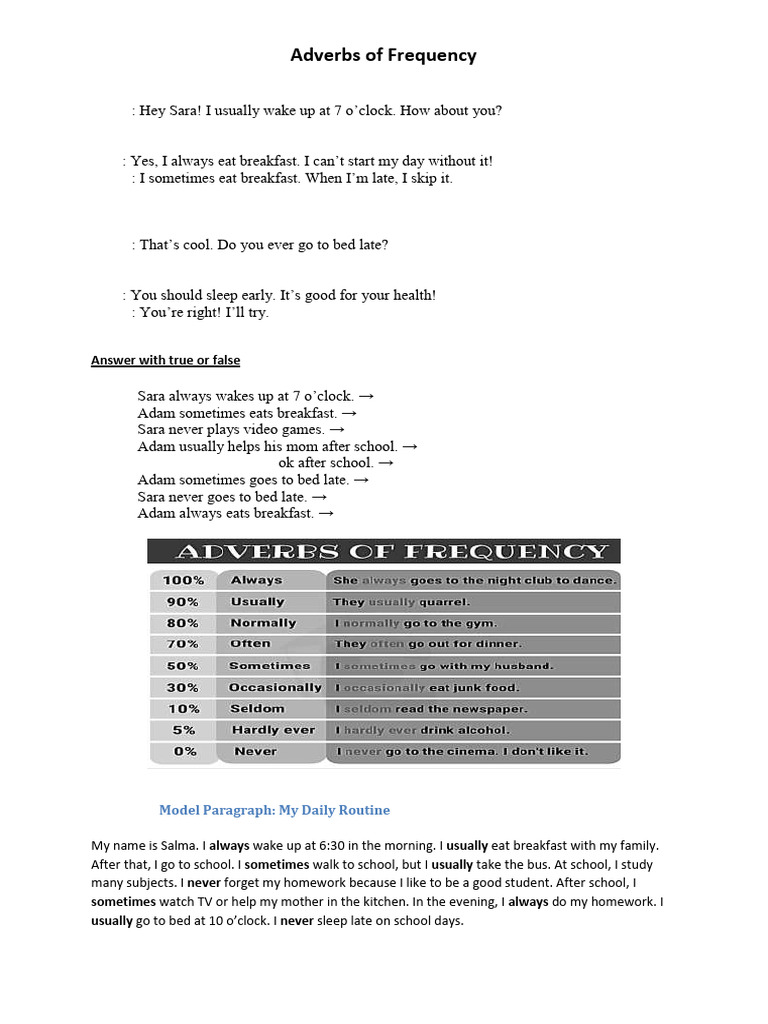 Understanding Adverbs of Frequency | PDF | Verb