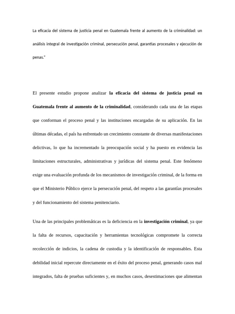 La eficacia del sistema de justicia penal en Guatemala frente al ...