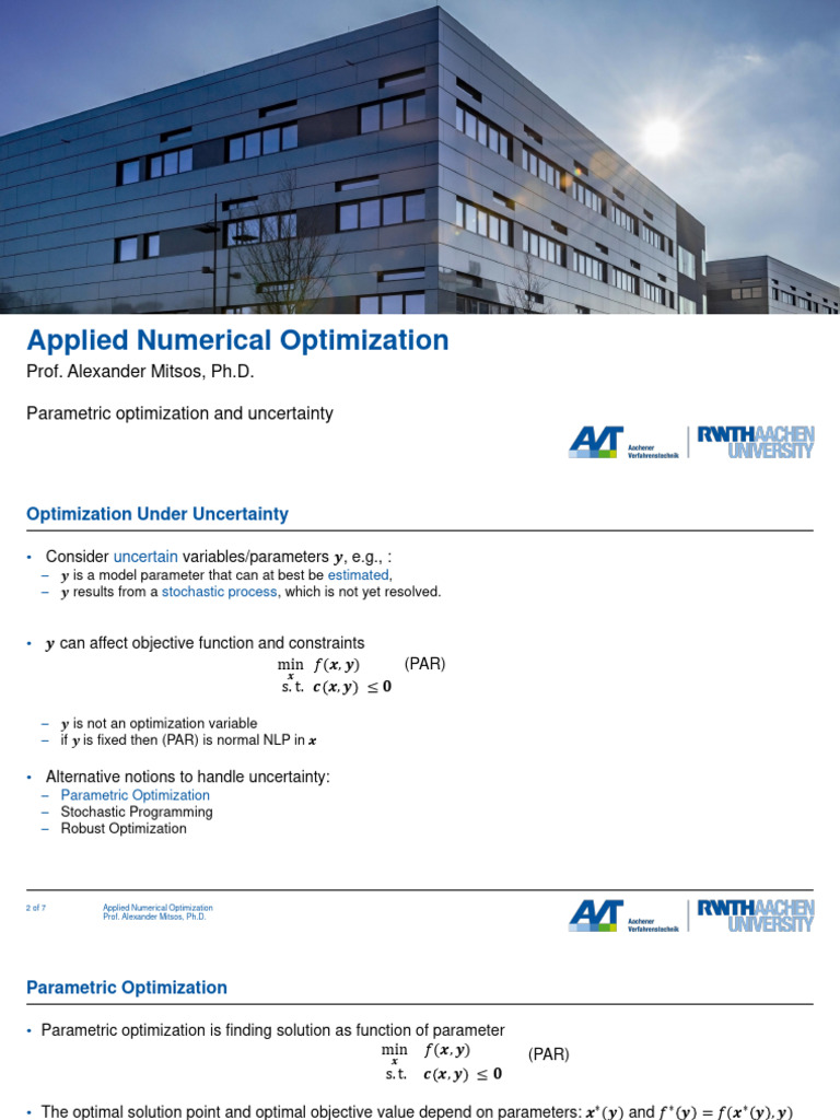 Parametric Optimization Under Uncertainty | PDF | Mathematical ...