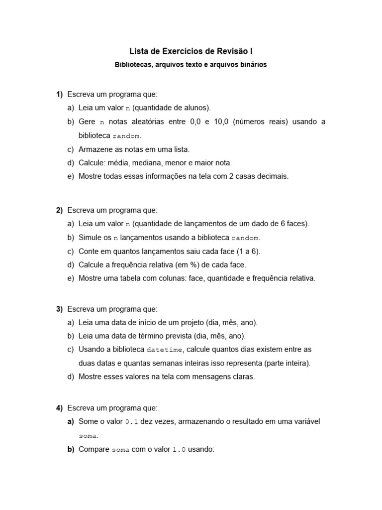 Exercícios de Programação em Python | PDF