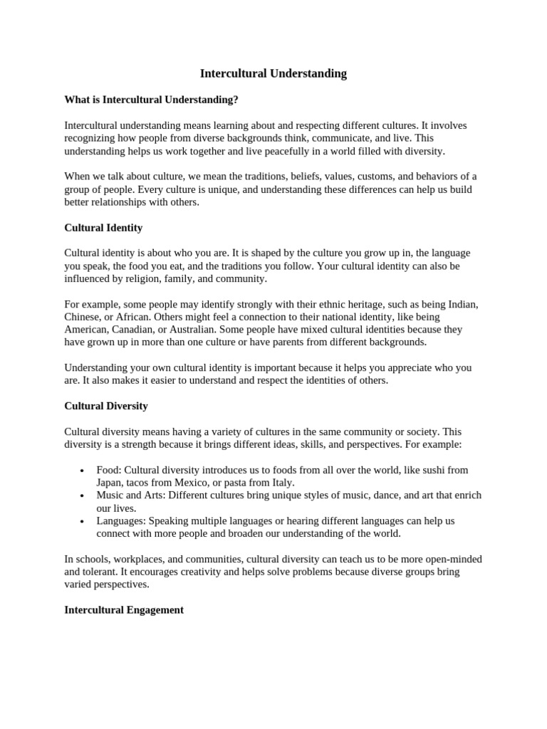 Intercultural Understanding Explained | PDF | Identity (Social Science ...