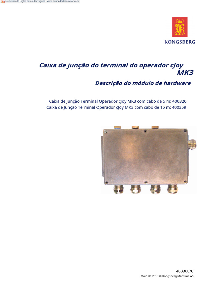 Caixa de Junção cJoy MK3: Especificações e Funções | PDF | Conector ...