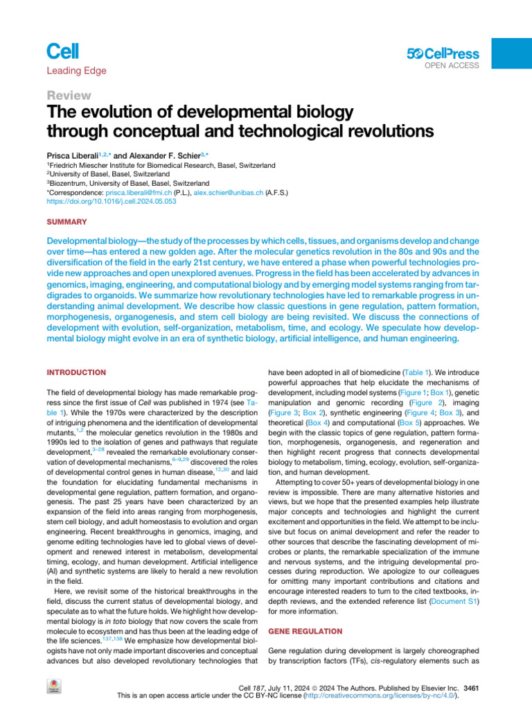 The Evolution of Developmental Biology Through Conceptual and ...
