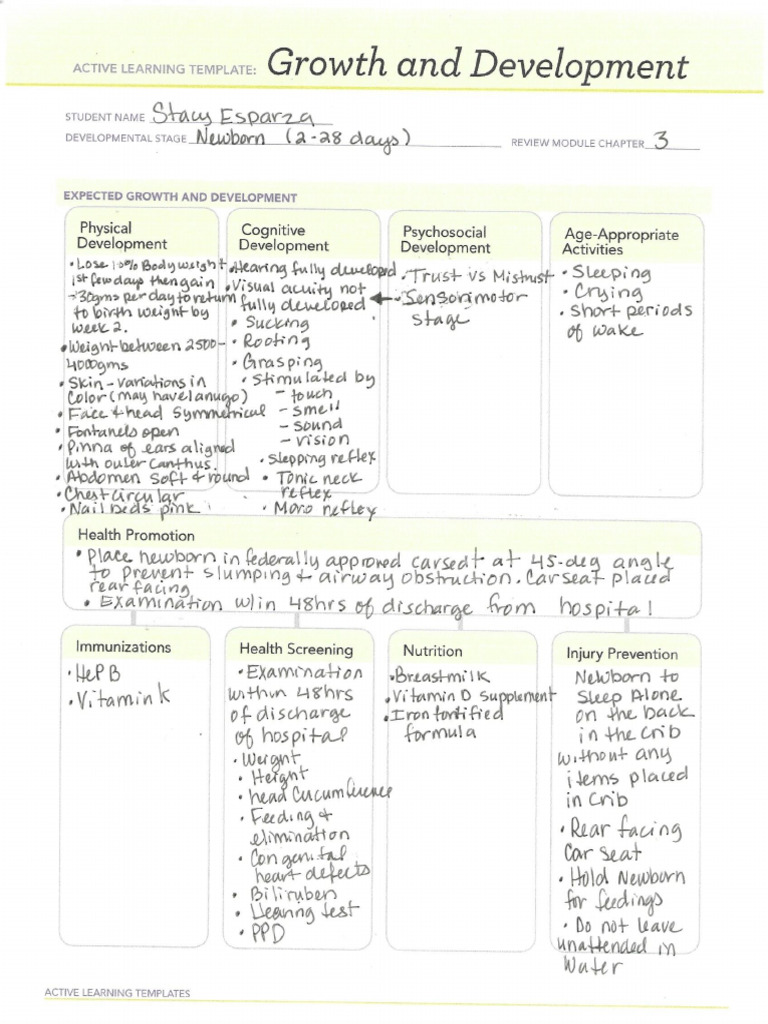 Completed Growth and Development Templates | PDF