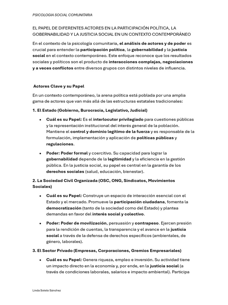 El Papel de Diferentes Actores en La Participación Política | PDF ...