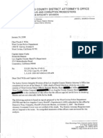 Letter Explaining Findings of Los Angeles County District Attorney's Office