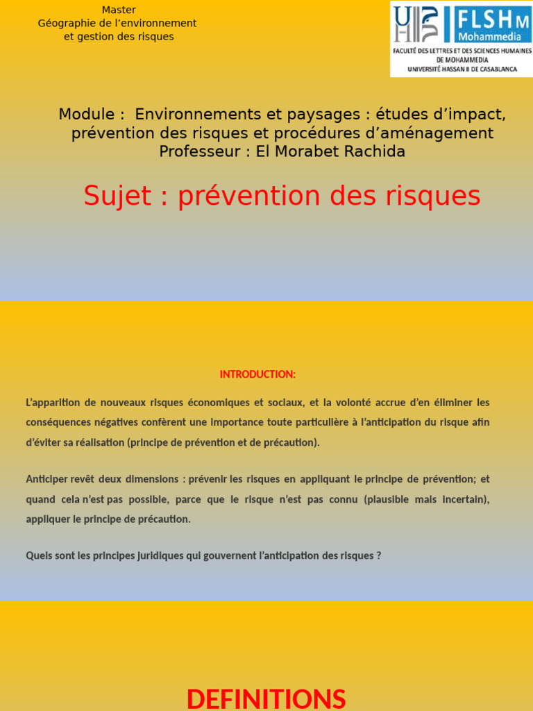 Prévention des risques environnementaux au Maroc | PDF | Risque ...