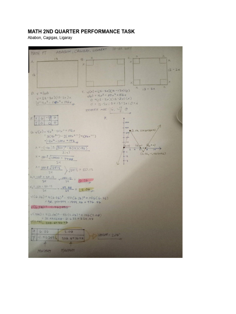 Math 2nd Quarter Performance Task | PDF