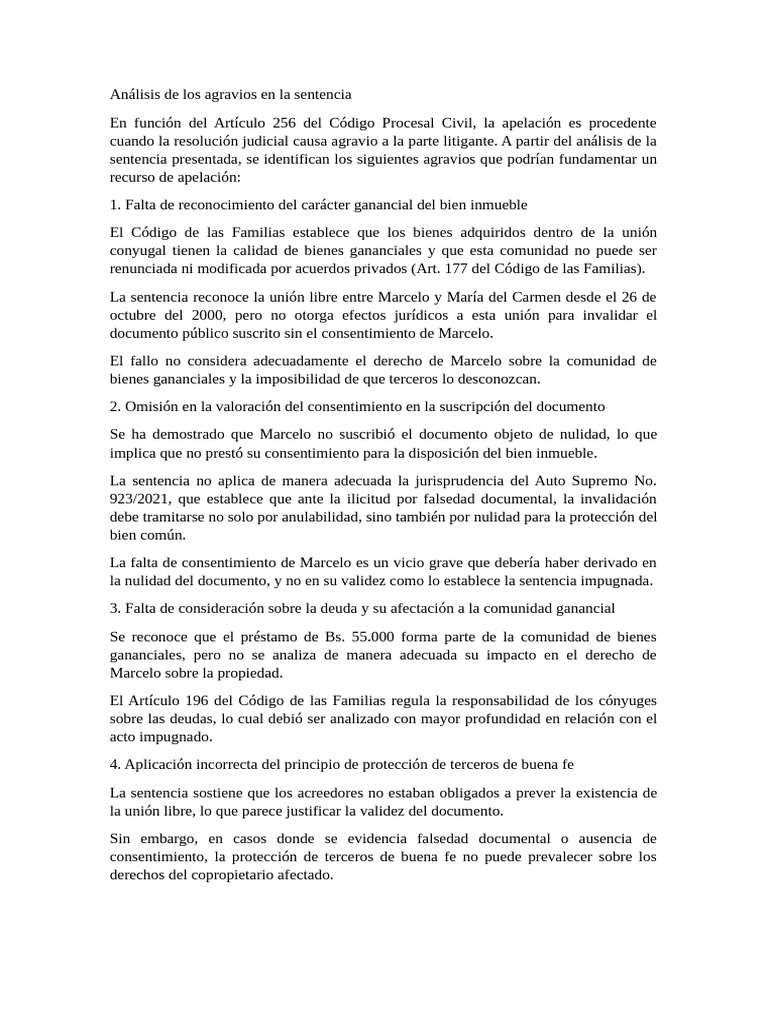 Análisis de Los Agravios en La Sentencia | PDF | Caso de ley | Anulación