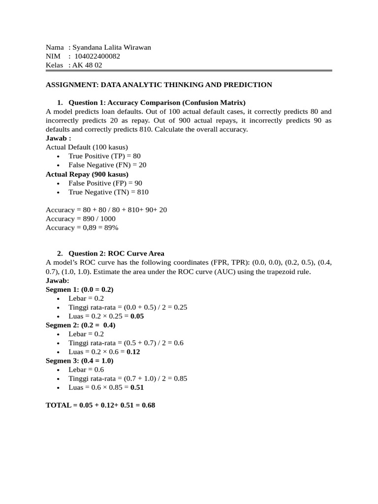 Week 12 - Assignment 1 | PDF | Receiver Operating Characteristic | Analysis