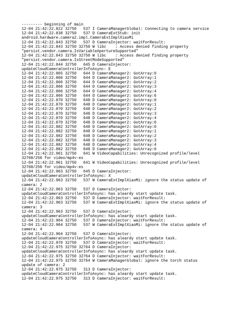 Camera Service Connection Logs | PDF | Computing | Computer Programming
