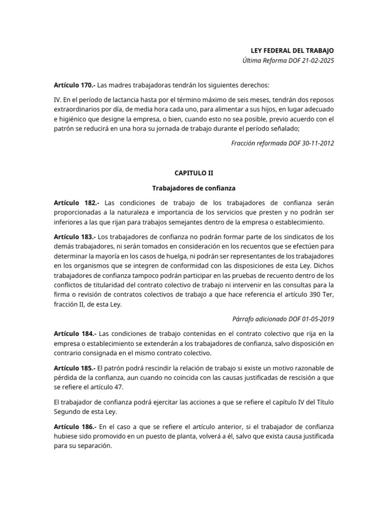 Derechos de Madres y Trabajadores de Confianza | PDF | Gobierno