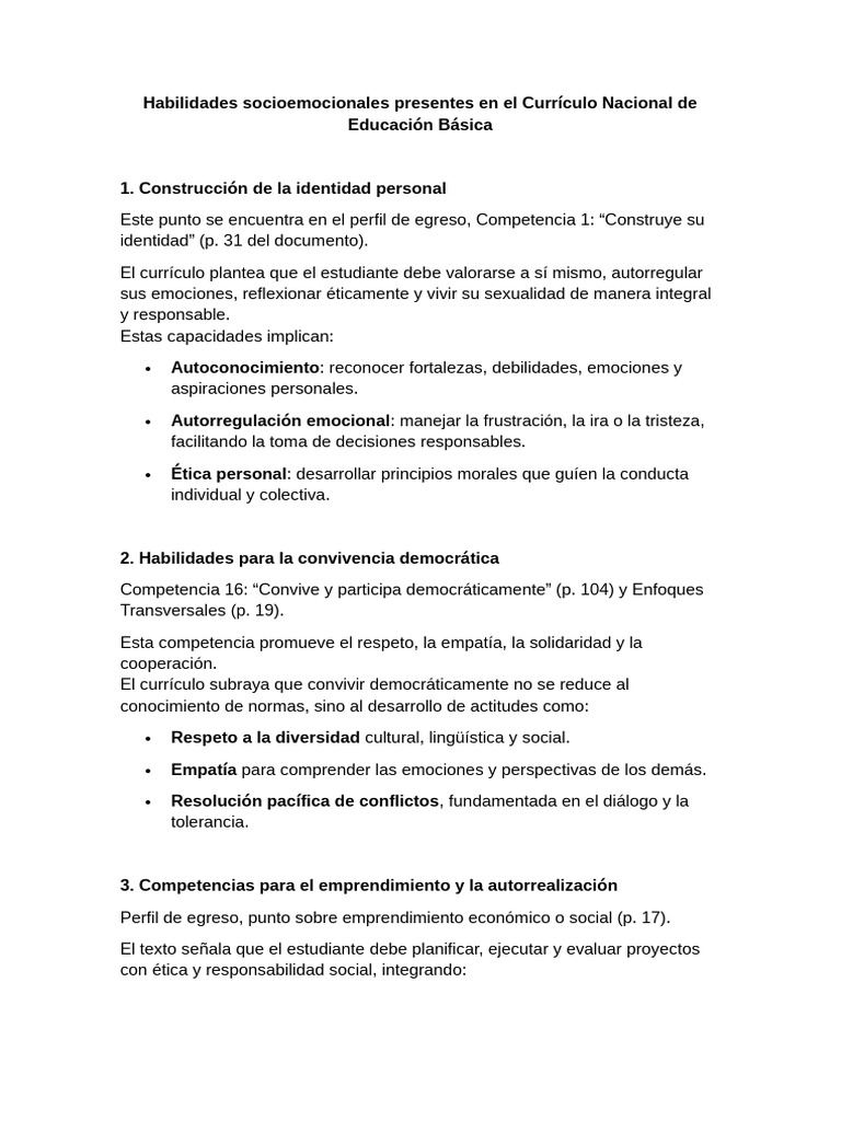 Habilidades Socioemocionales en Educación | PDF | Plan de estudios ...