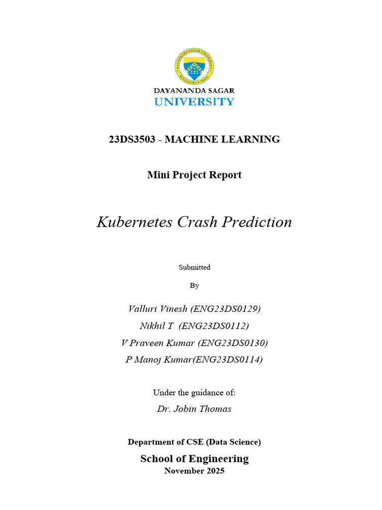 Kubernetes Crash Prediction with ML | PDF