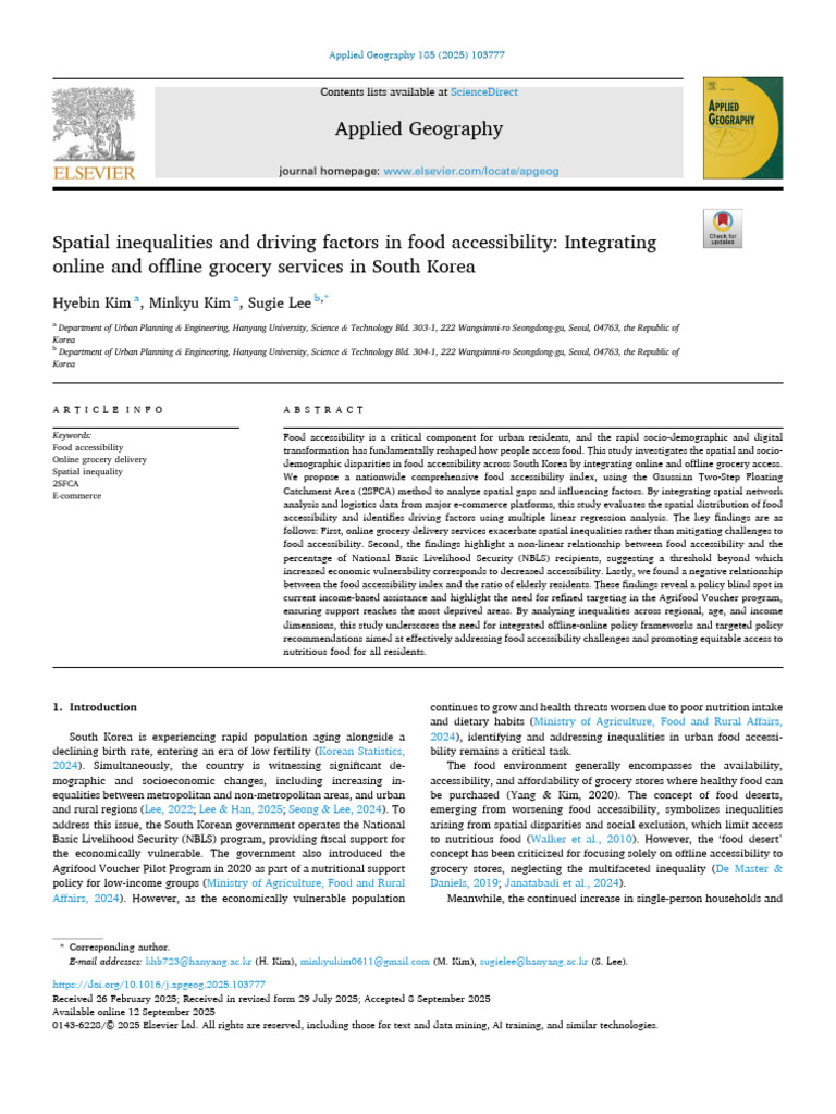 Spatial Inequalities and Driving Factors in Food Accessibility | PDF ...
