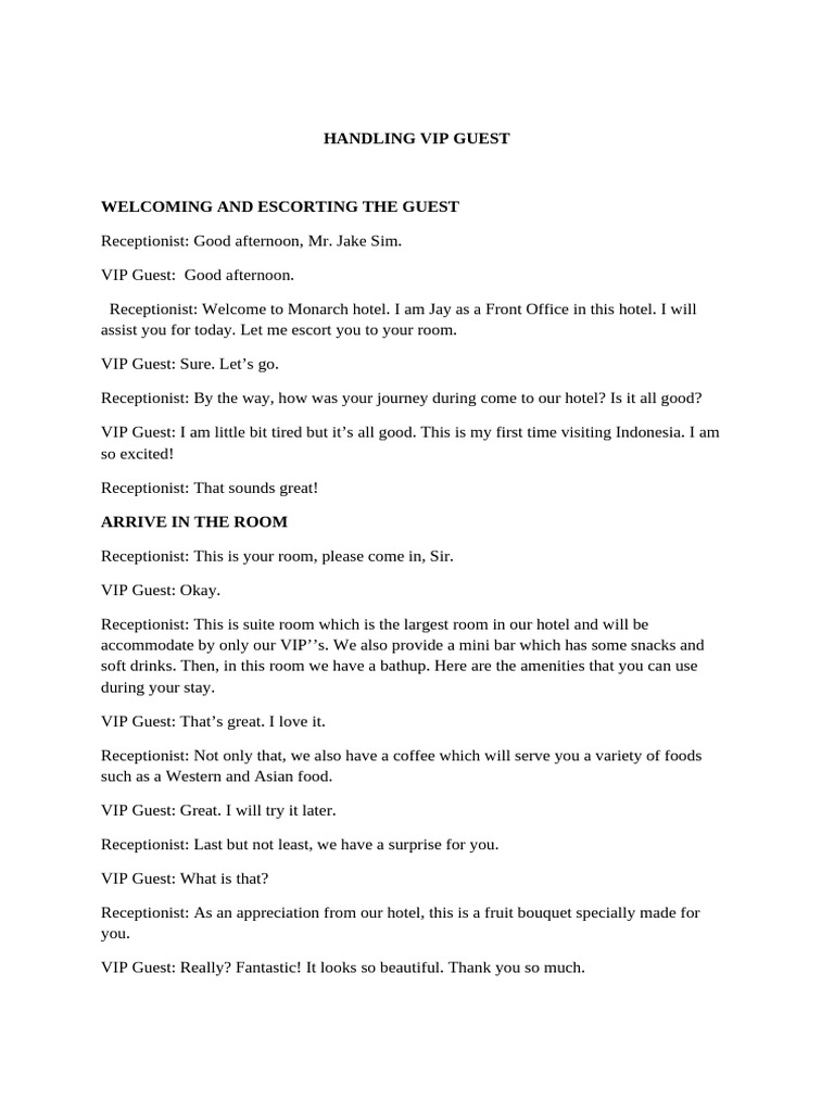 VIP Guest Check-In Experience Guide | PDF