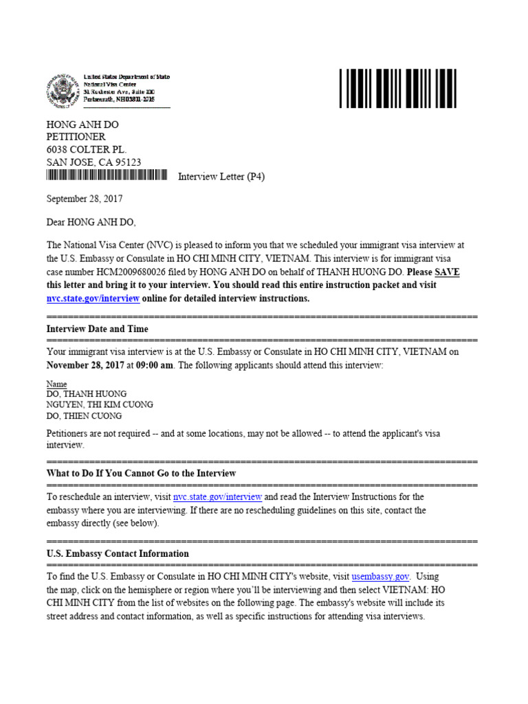 Immigrant Visa Interview Instructions | PDF | Travel Visa | Government ...