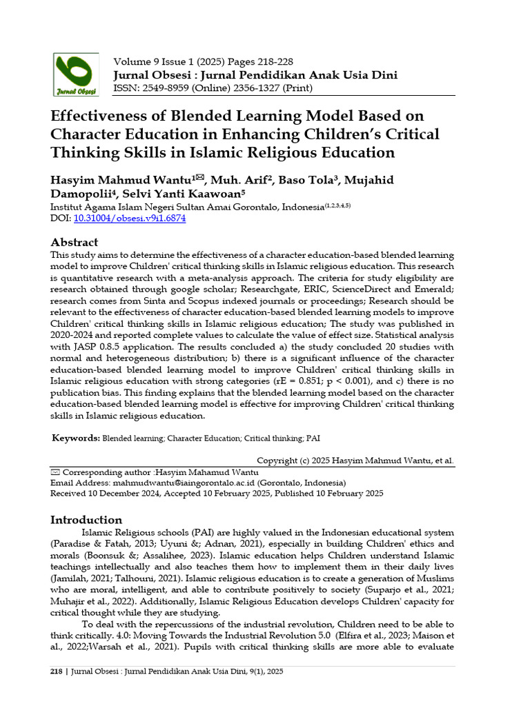 Blended Learning in Islamic Education | PDF | Methodology | Science