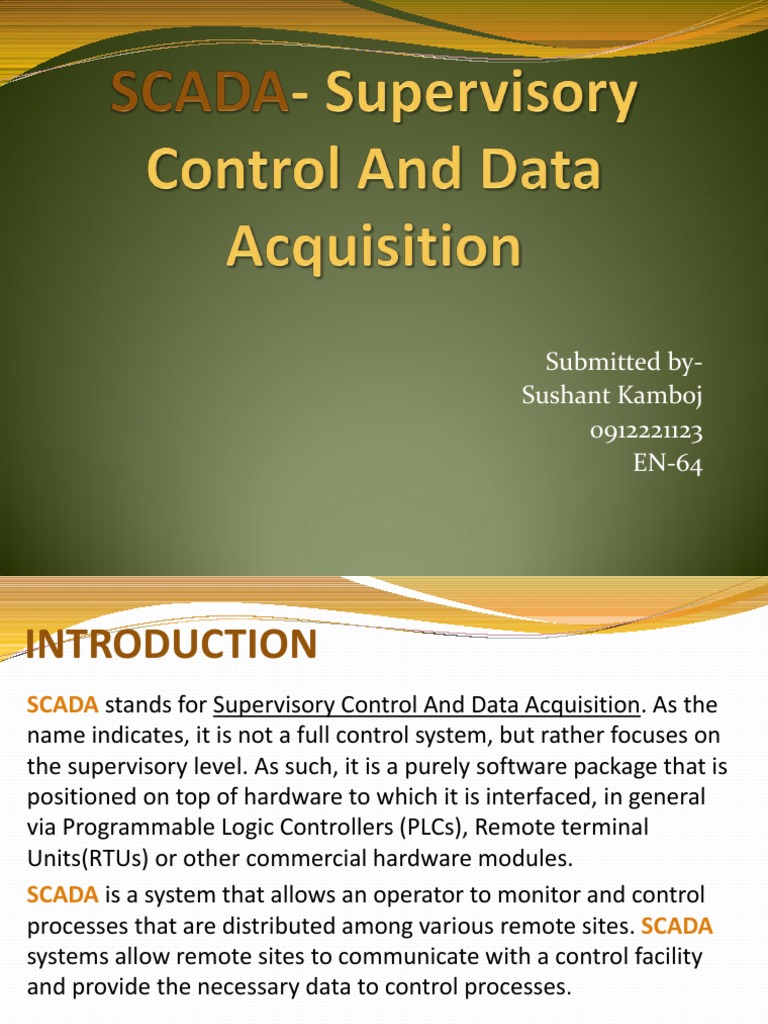 SCADA - Supervisory Control and Data Acquisition | PDF | Scada ...