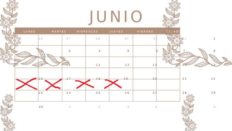 Calendario A4 Pared Imprimible mes junio 2025 floral naranja | PDF