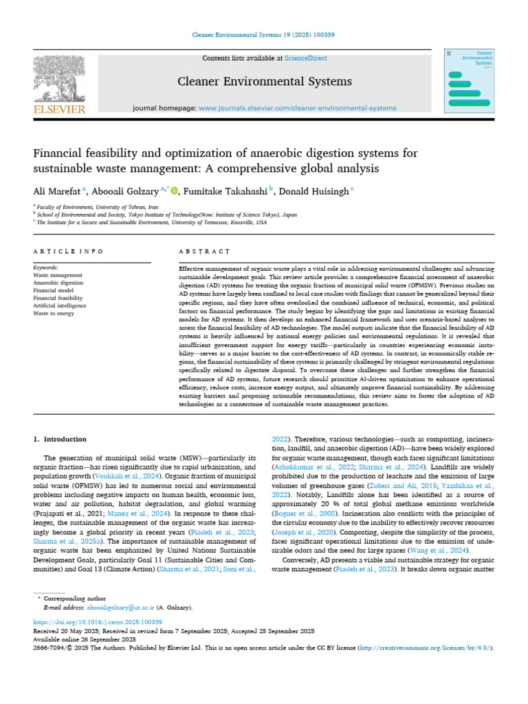 Anaerobic Digestion Financial Analysis | PDF | Waste Management | Biogas