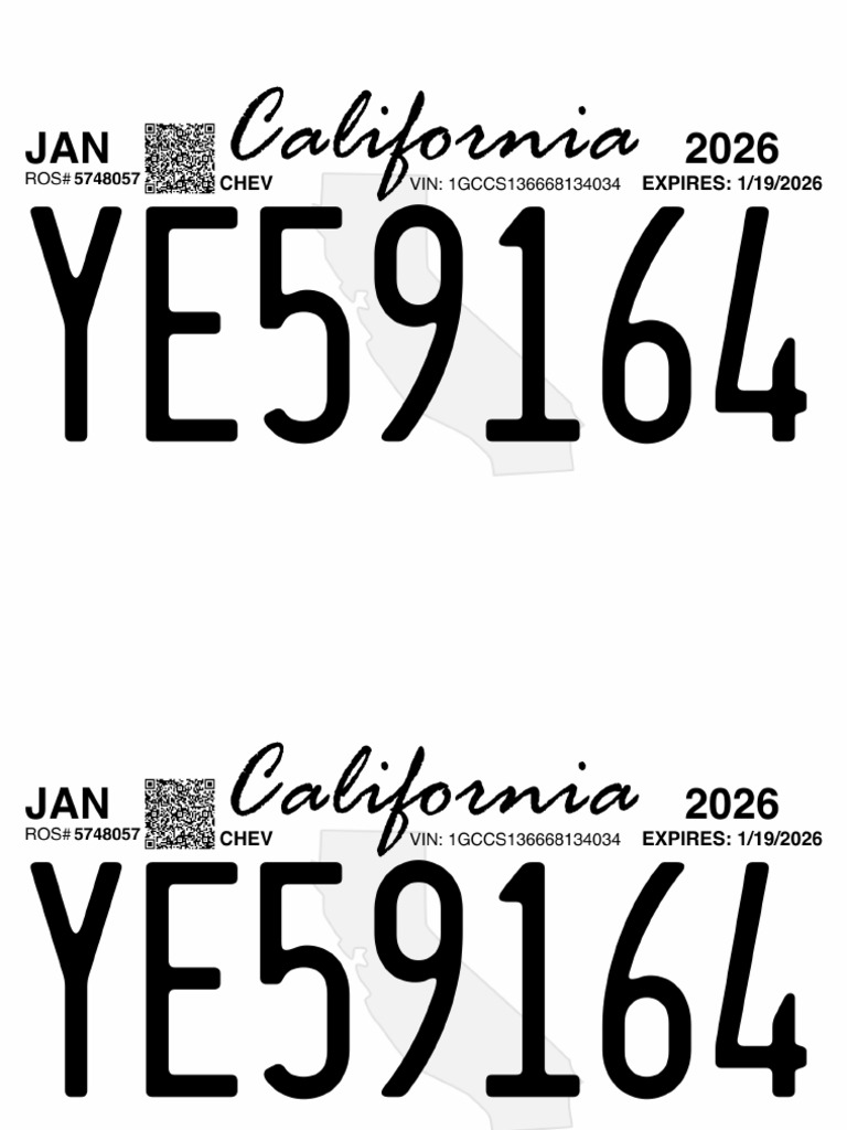 Tag California YE59164 | PDF