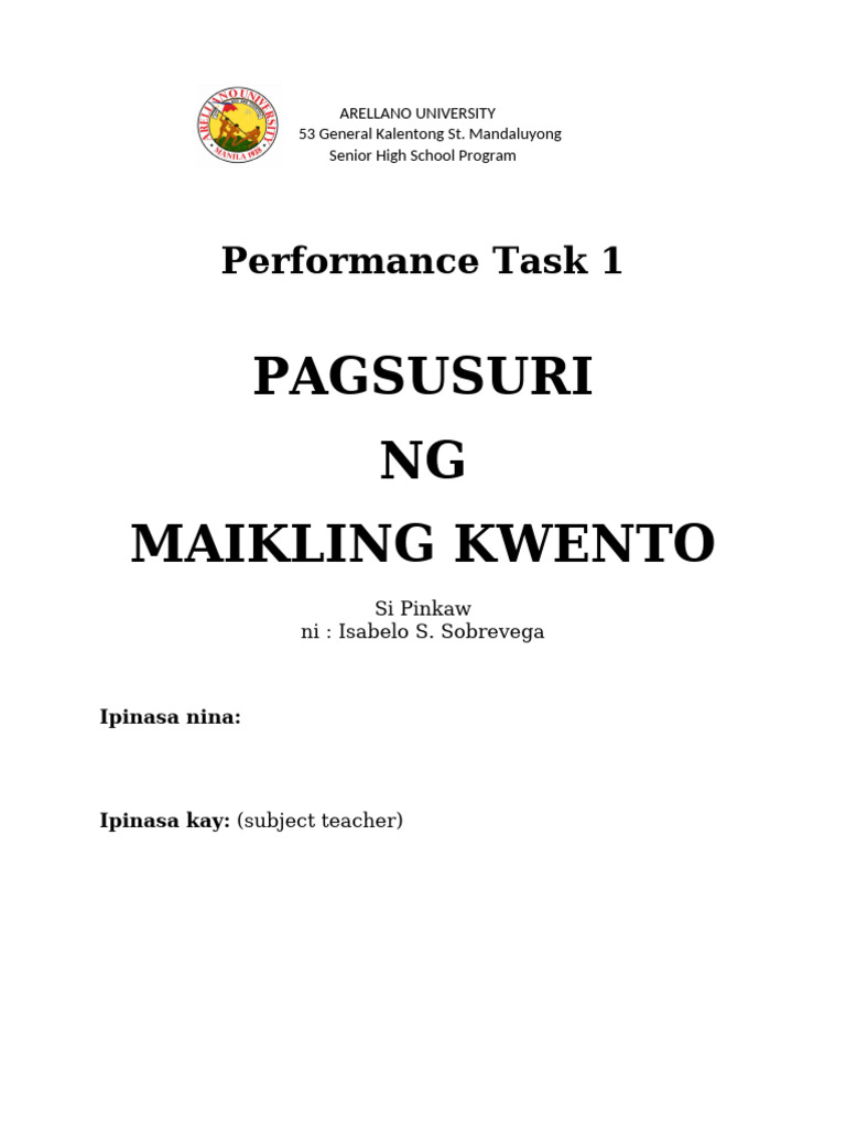 Pagsusuri Ng Kwento Format | PDF