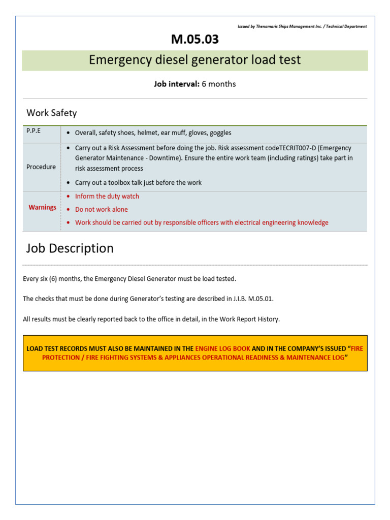 Emergency Diesel Generator Load Test Guide | PDF | Radiator | Relay