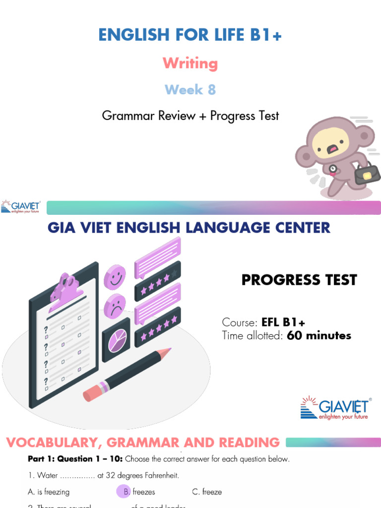 (EFL B1+) Progress Test Week 8 | PDF