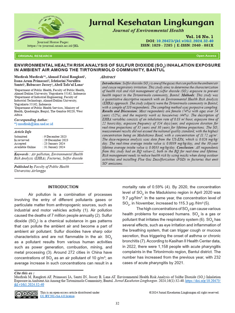 Article+52390 Musfirah Et Al | PDF | Air Pollution | Exhaust Gas