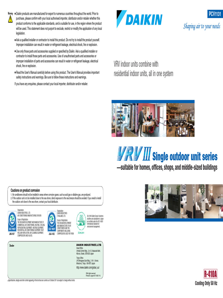 Daikin VRVIII Outdoor Unit Series Guide | PDF | Air Conditioning ...