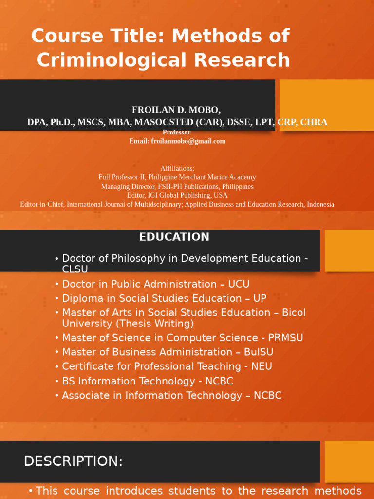 Criminological Research Methods Course | PDF | Survey Methodology ...