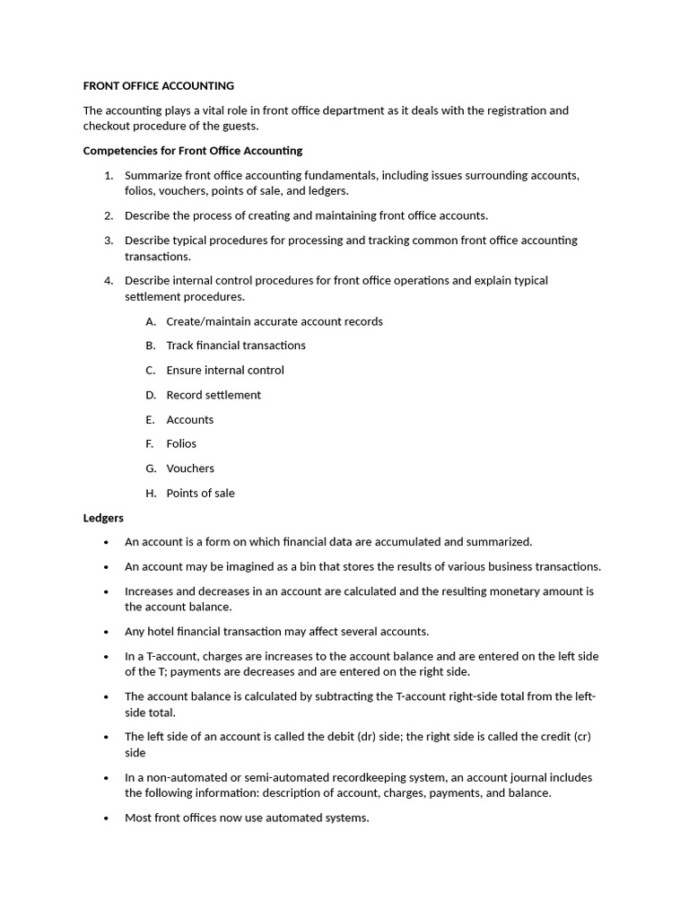 Front Office Accounting Essentials | PDF | Credit Card | Point Of Sale