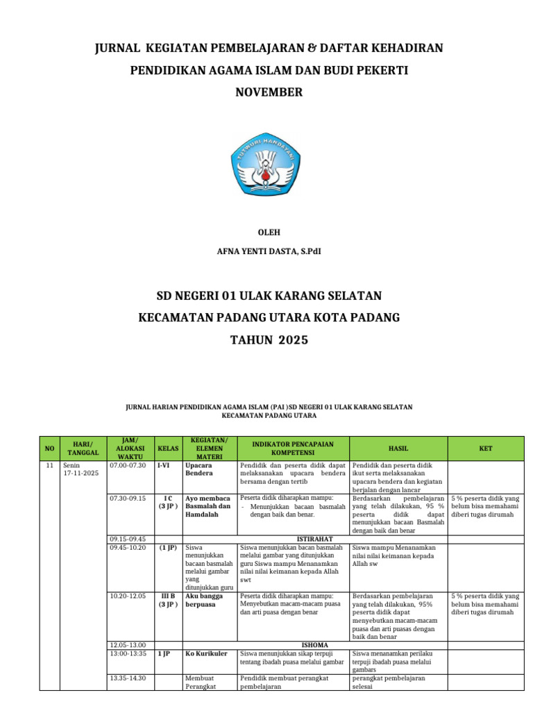 Jurnal Pembelajaran PAI SD 2025 | PDF