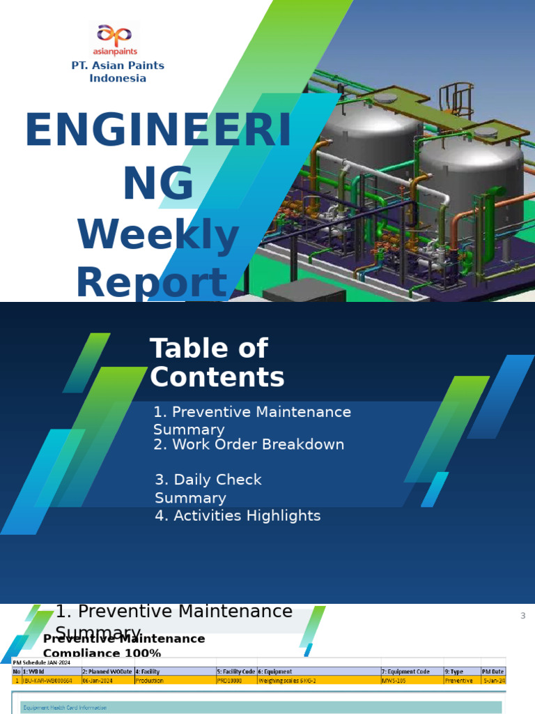 Engineering Weekly ReportW#1 - 1-7 Jan2024 | PDF | Gas Technologies ...