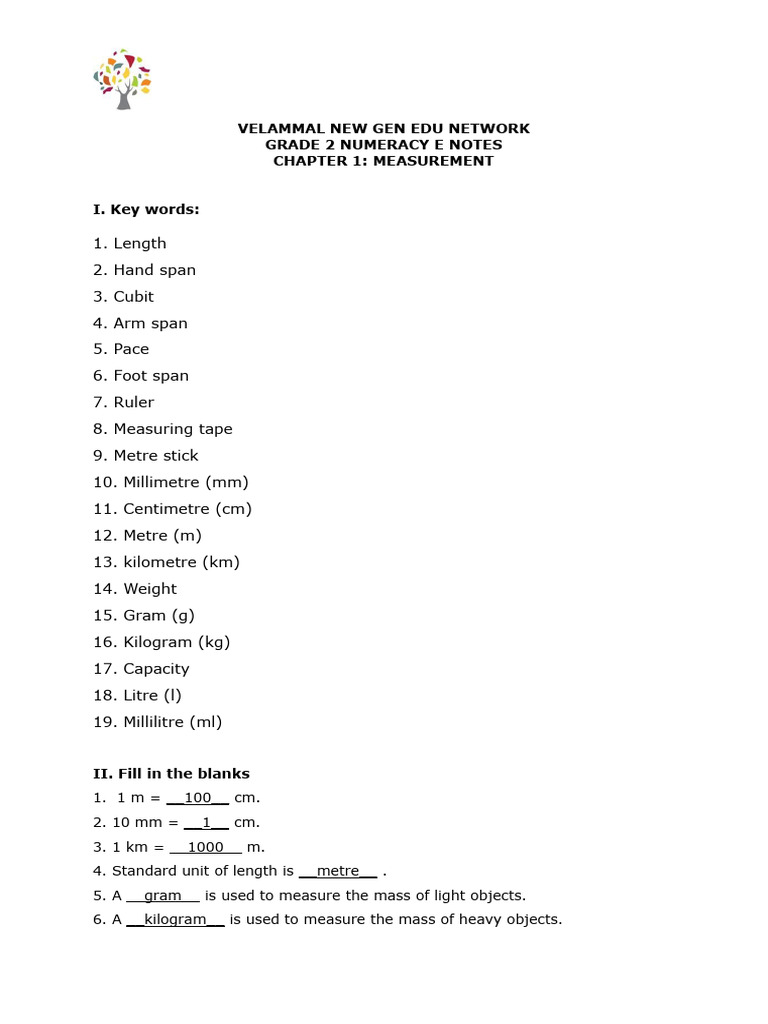 Grade 2 Measurement E-Notes | PDF