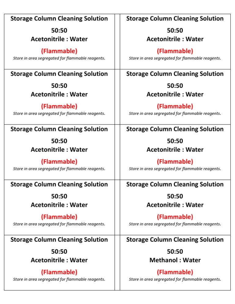 Flammable Storage Column Cleaner 50:50 | PDF | Cooking, Food & Wine ...