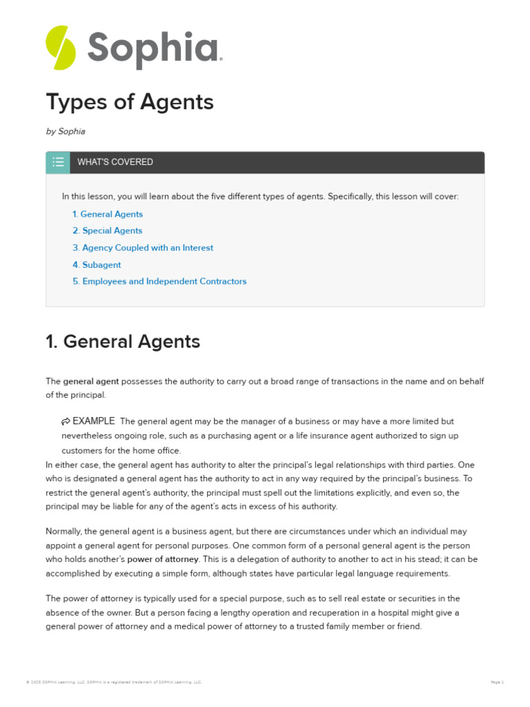Understanding Types of Agents in Law | PDF | Law Of Agency | Legal ...