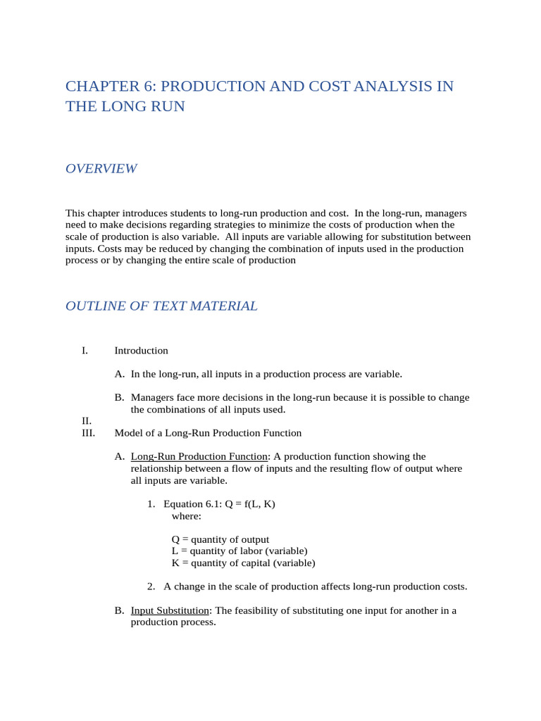 Long-Run Production and Cost Strategies | PDF | Long Run And Short Run ...