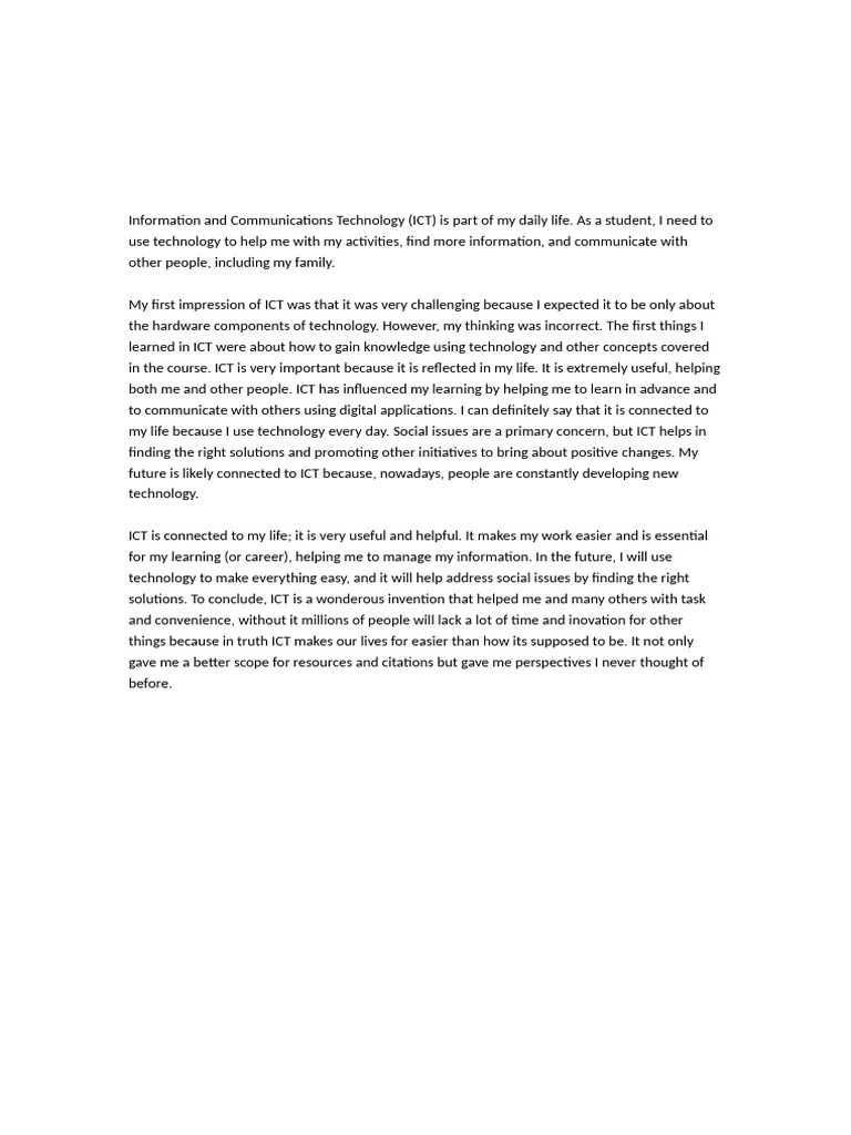 The Impact of ICT on Daily Life | PDF