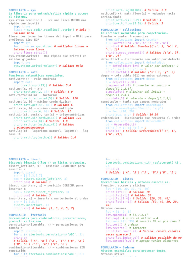 Funciones y Métodos Esenciales en Python | PDF | Python (lenguaje de ...