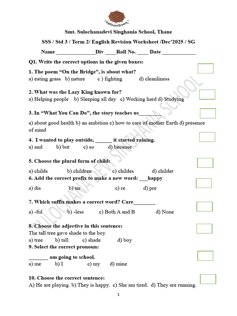 ENGLISH REVISION WORKSHEET 1 TERM 2 | PDF | Linguistic Typology ...