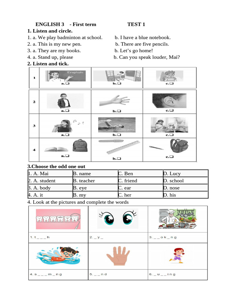 English 3 First Term Test Series | PDF