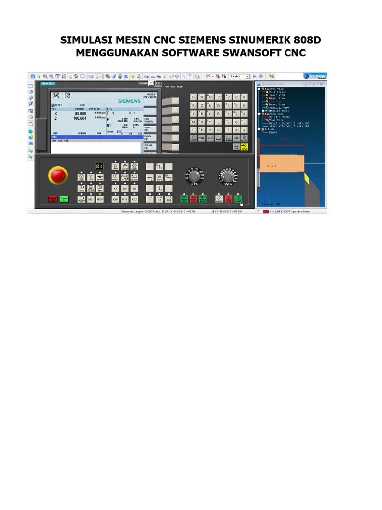 Simulasi CNC Sinumerik 808D dengan Swansoft | PDF