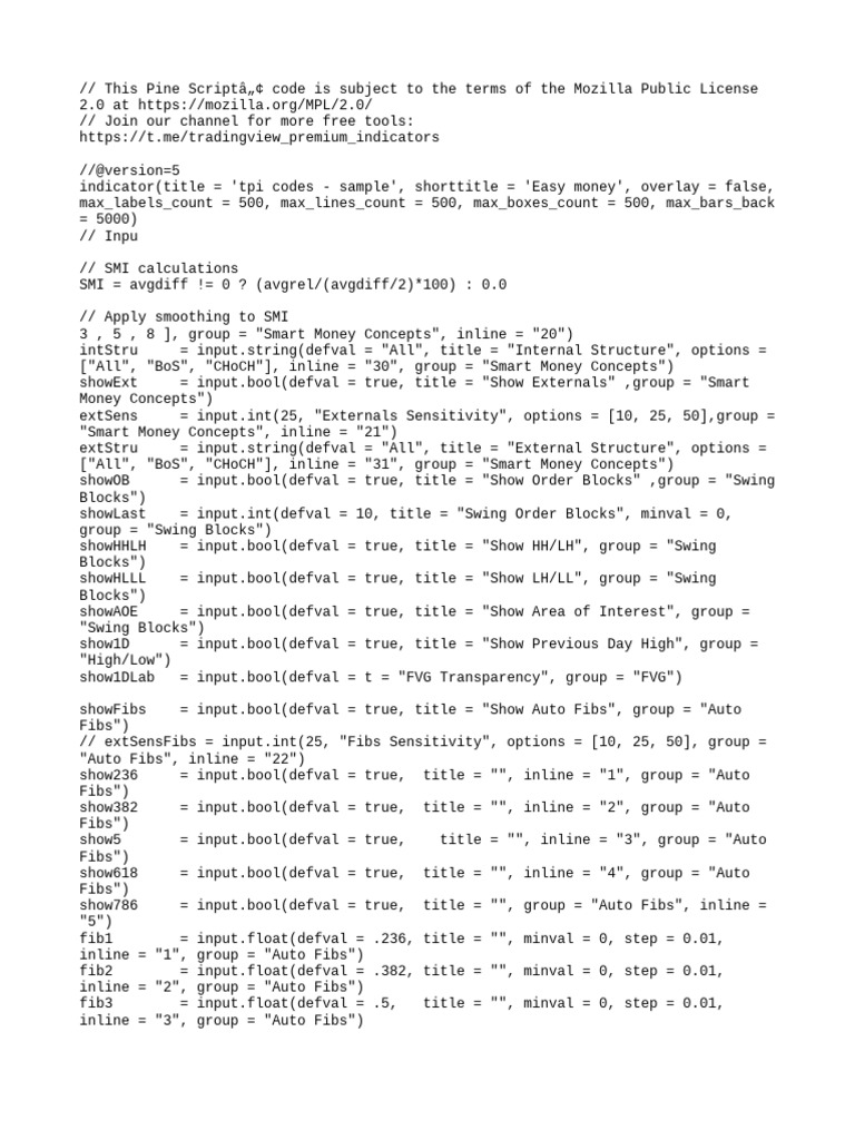 Pine Script SMI Indicator Code | PDF | Computer Programming | Software ...