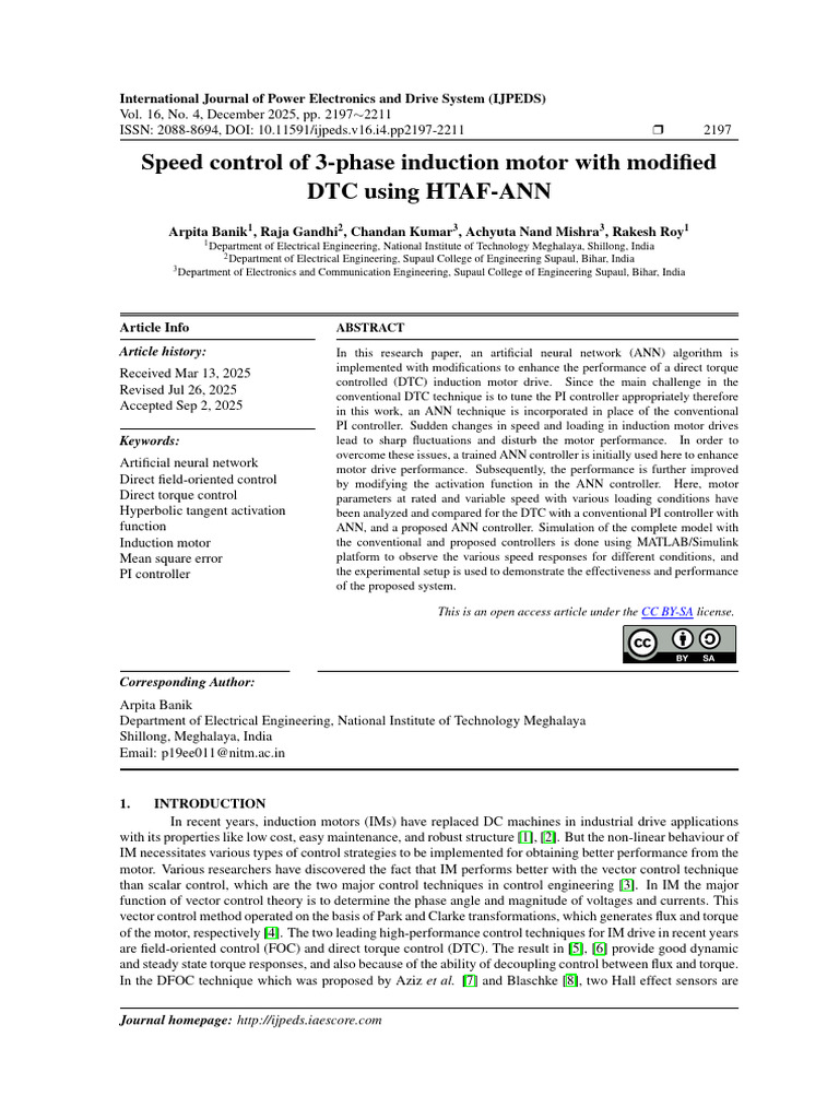 Enhanced DTC for Induction Motors Using ANN | PDF | Electric Motor ...
