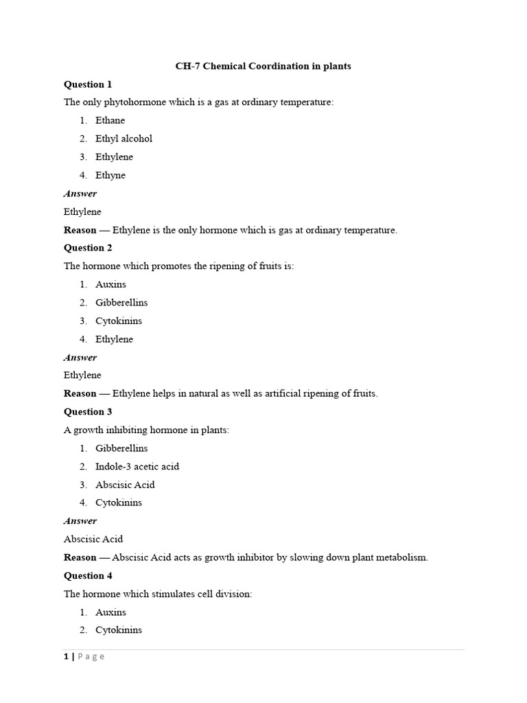 CH Chemical Coordination in Plants - 250524 - 141733 | PDF | Plant ...